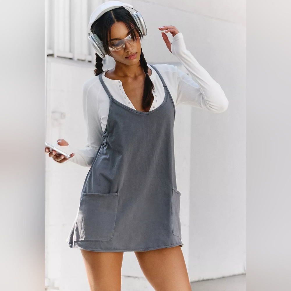FP Movement Hot Shot Mini Dress Gunmetal S Gray Free People Gun Metal Charcoal